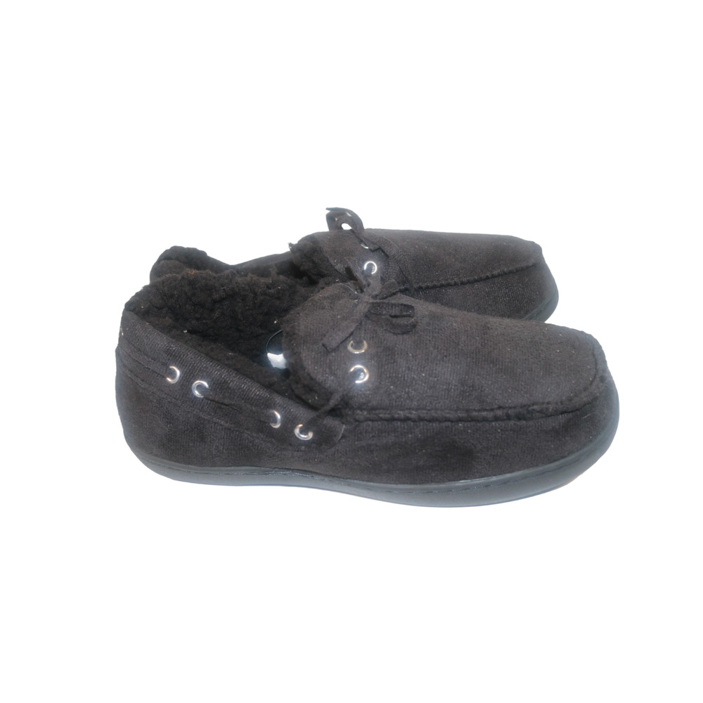 Mission Ridge Men's Black Moccasin Lined Soft Slippers Black Size 7/8 Small